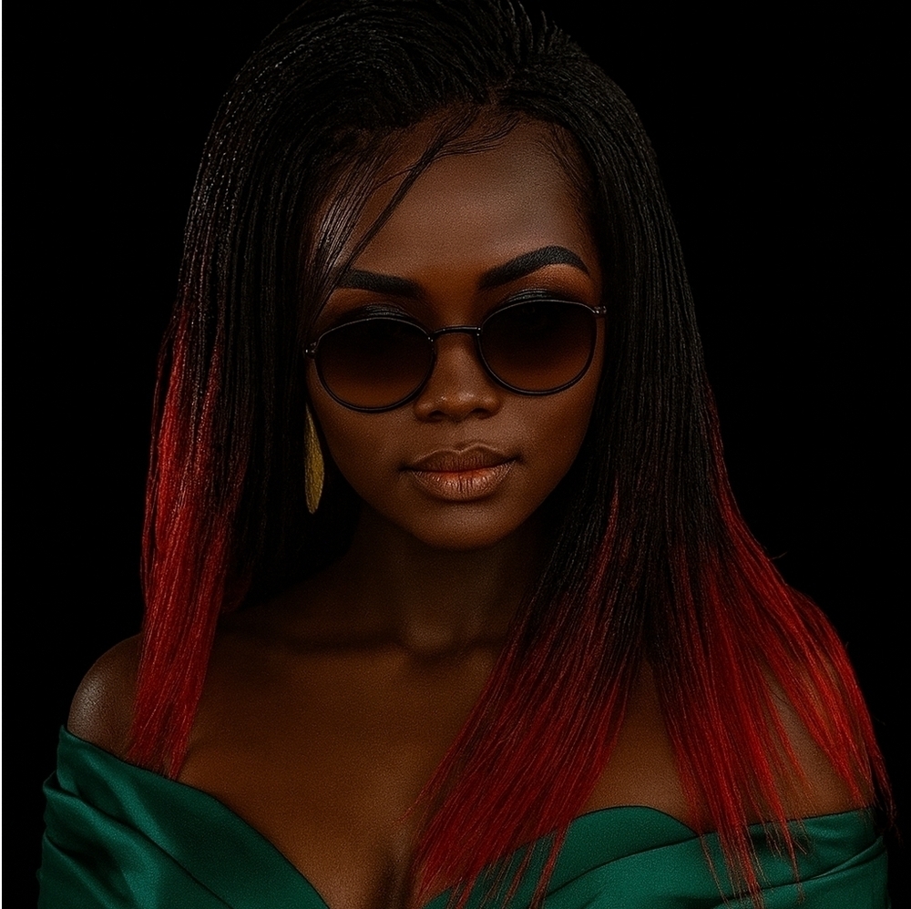 Yassine Red/Black Ombre Braided Wig | 100% Handmade Micro Millions Lace